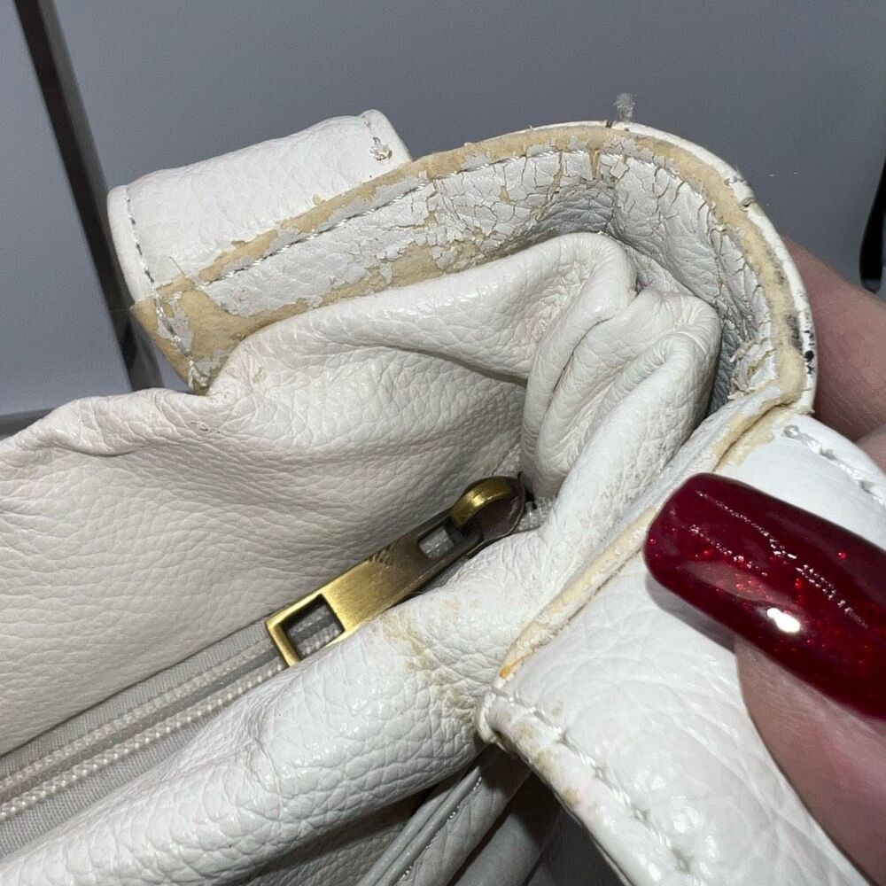 Vera Pelle Vintage White Leather Shoulder **See  description and pics - Picture 7 of 13